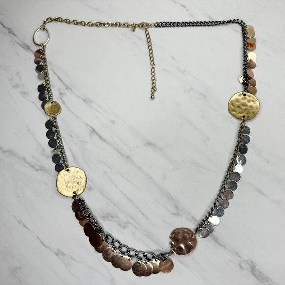 Chico's Mixed Metal Disc Charm Chain Statement Necklace ✨ - Picture 2 of 10